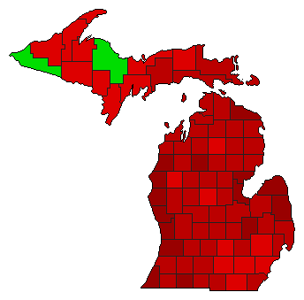 1970 Michigan County Map of General Election Results for Referendum