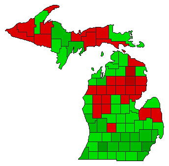 1998 Michigan County Map of General Election Results for Referendum
