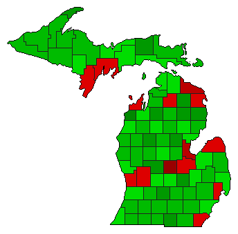 1970 Michigan County Map of General Election Results for Initiative