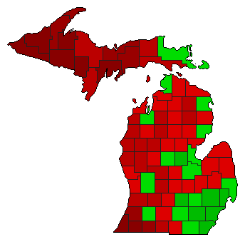 1972 Michigan County Map of General Election Results for Initiative