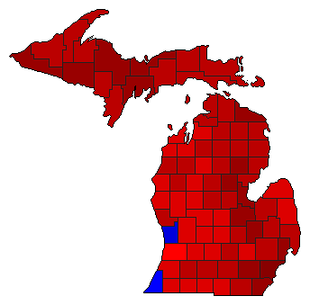 1982 Michigan County Map of General Election Results for Secretary of State