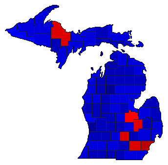 2014 Michigan County Map of General Election Results for Secretary of State