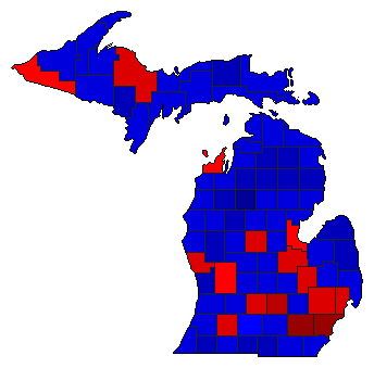 2018 Michigan County Map of General Election Results for Secretary of State
