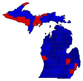 1952 Michigan County Map of General Election Results for State Treasurer