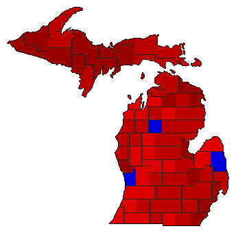 1974 Michigan County Map of General Election Results for Attorney General