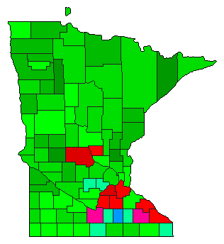 1934 Minnesota County Map of General Election Results for Senator
