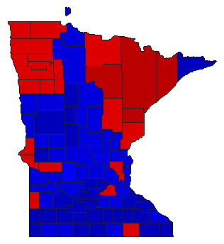 1966 Minnesota County Map of General Election Results for Governor
