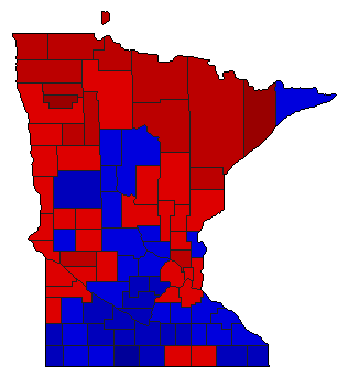 1954 Minnesota County Map of General Election Results for Lt. Governor