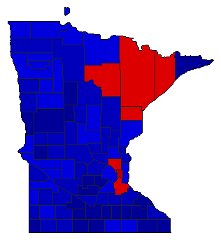 1952 Minnesota County Map of General Election Results for Secretary of State