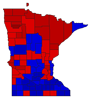 1956 Minnesota County Map of General Election Results for Secretary of State