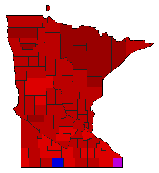 1990 Minnesota County Map of General Election Results for Secretary of State
