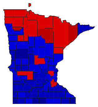 1950 Minnesota County Map of General Election Results for State Treasurer