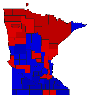 1958 Minnesota County Map of General Election Results for State Treasurer