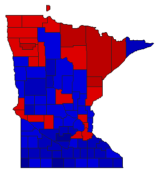 1962 Minnesota County Map of General Election Results for State Treasurer