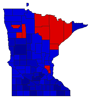 1966 Minnesota County Map of General Election Results for State Treasurer