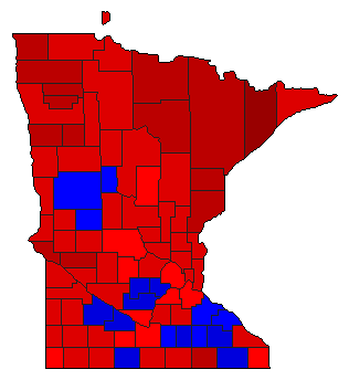 1990 Minnesota County Map of General Election Results for State Treasurer