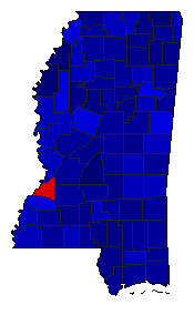 2003 Mississippi County Map of General Election Results for State Auditor