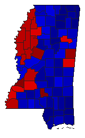 2019 Mississippi County Map of General Election Results for Insurance Commissioner