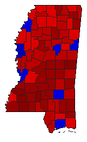 1963 Mississippi County Map of General Election Results for Governor