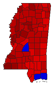 1979 Mississippi County Map of General Election Results for Governor