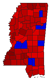 1983 Mississippi County Map of General Election Results for Governor