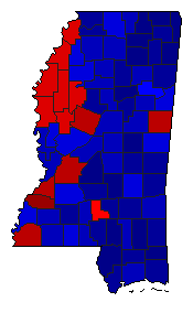 2015 Mississippi County Map of General Election Results for Governor