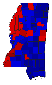2015 Mississippi County Map of General Election Results for Lt. Governor