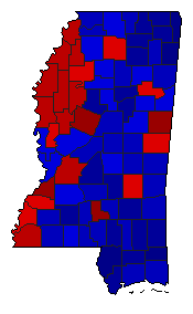 2019 Mississippi County Map of General Election Results for Lt. Governor