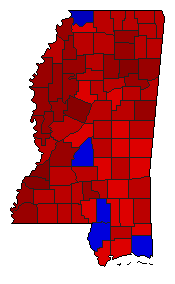 2003 Mississippi County Map of General Election Results for Attorney General