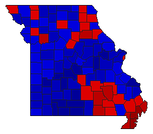 1970 Missouri County Map of General Election Results for State Auditor