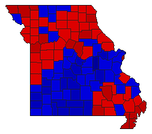 1980 Missouri County Map of General Election Results for Senator