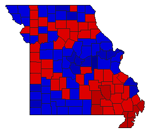 1982 Missouri County Map of General Election Results for Senator