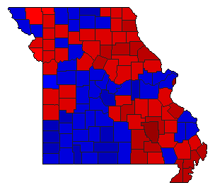 1988 Missouri County Map of General Election Results for Lt. Governor