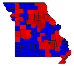 1992 Missouri County Map of General Election Results for Lt. Governor