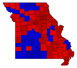 1972 Missouri County Map of General Election Results for Secretary of State