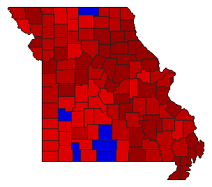 1980 Missouri County Map of General Election Results for Secretary of State