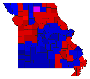 1992 Missouri County Map of General Election Results for Secretary of State
