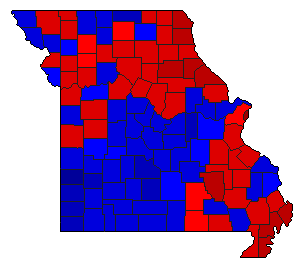 1996 Missouri County Map of General Election Results for Secretary of State