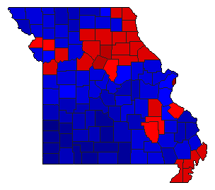 2000 Missouri County Map of General Election Results for Secretary of State