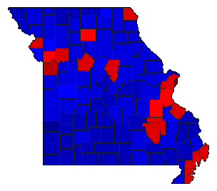 2012 Missouri County Map of General Election Results for Secretary of State