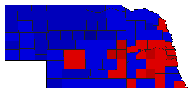 1964 Nebraska County Map of General Election Results for Lt. Governor