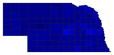 1966 Nebraska County Map of General Election Results for Secretary of State