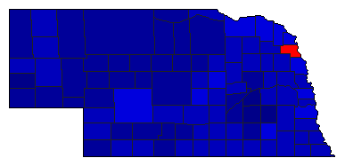 1998 Nebraska County Map of General Election Results for Secretary of State