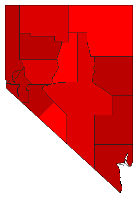 1990 Nevada County Map of General Election Results for Governor