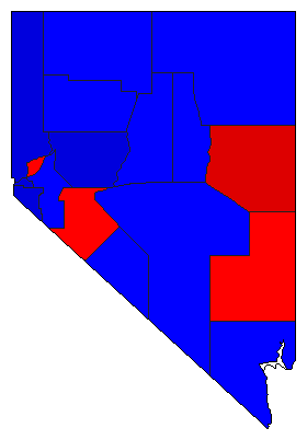 1990 Nevada County Map of General Election Results for Secretary of State