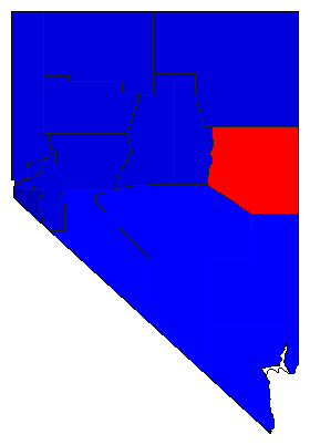 1986 Nevada County Map of General Election Results for State Treasurer