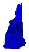 1954 New Hampshire County Map of General Election Results for Senator