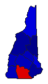 1950 New Hampshire County Map of General Election Results for Governor