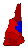 1964 New Hampshire County Map of General Election Results for Governor