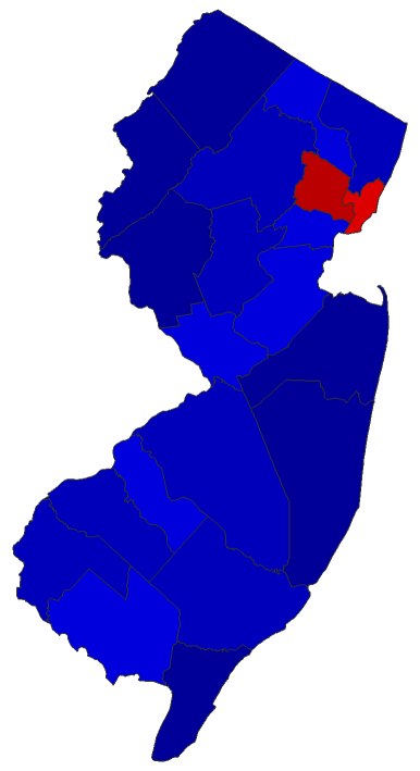2013 Gubernatorial General Election - New Jersey Election County Map